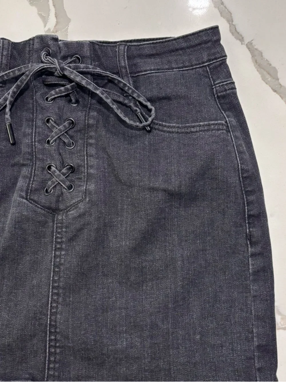 GARAGE Black Lace-Up Denim Mini Jeans Skirt Women’s Small